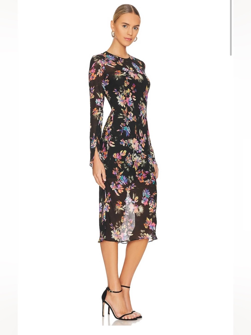 Amanda Uprichard Collier Midi Dress Mirabella Floral Long Sleeve Wedding Guest